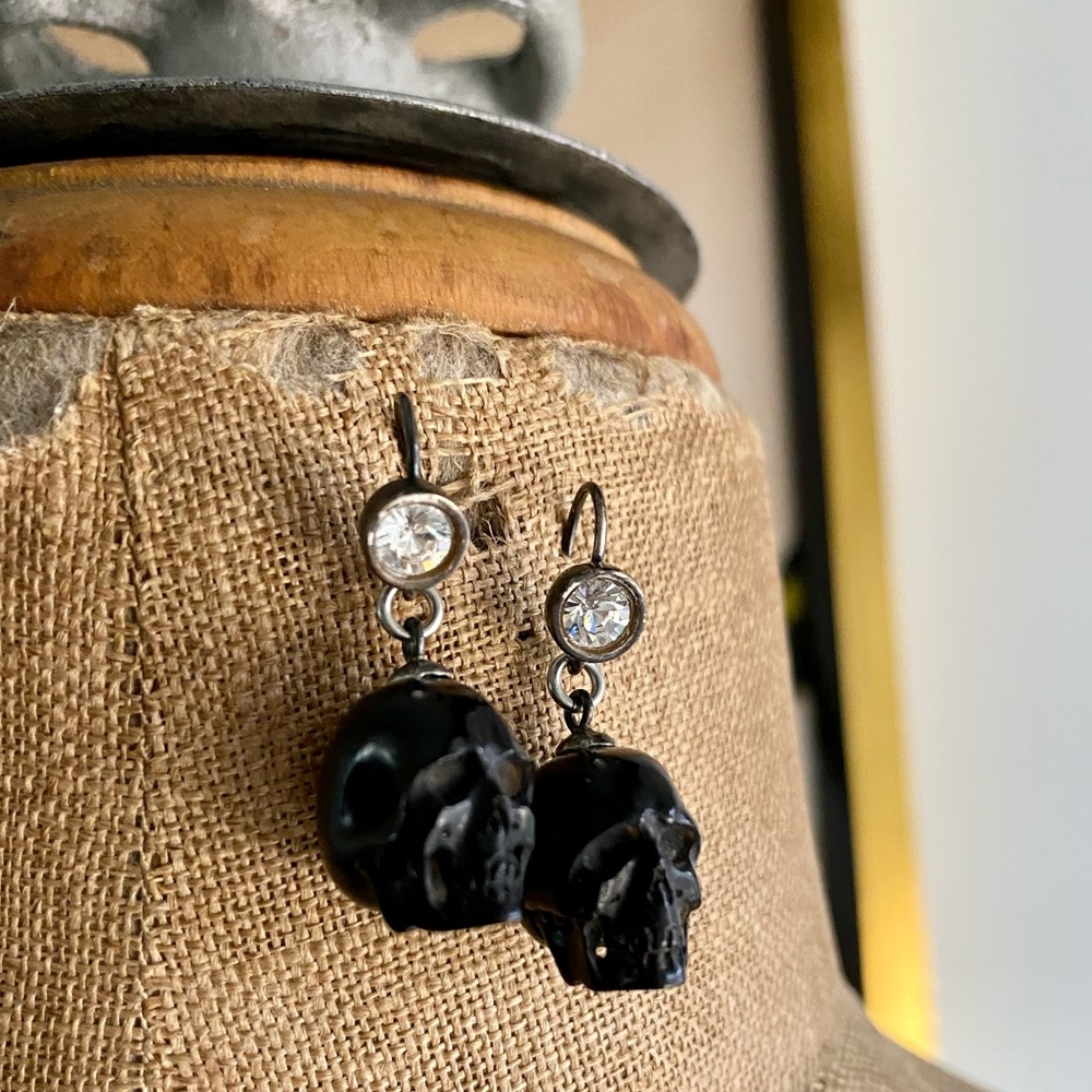 Petite Skull & Rhinestone Earrings